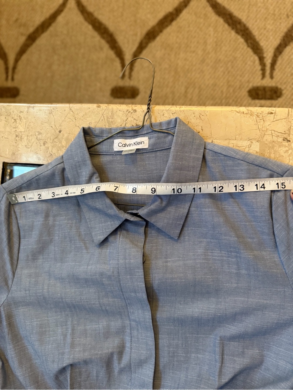 Calvin Klein Light Blue Tie-Waist Midi Shirt Dress - Picture 12 of 13